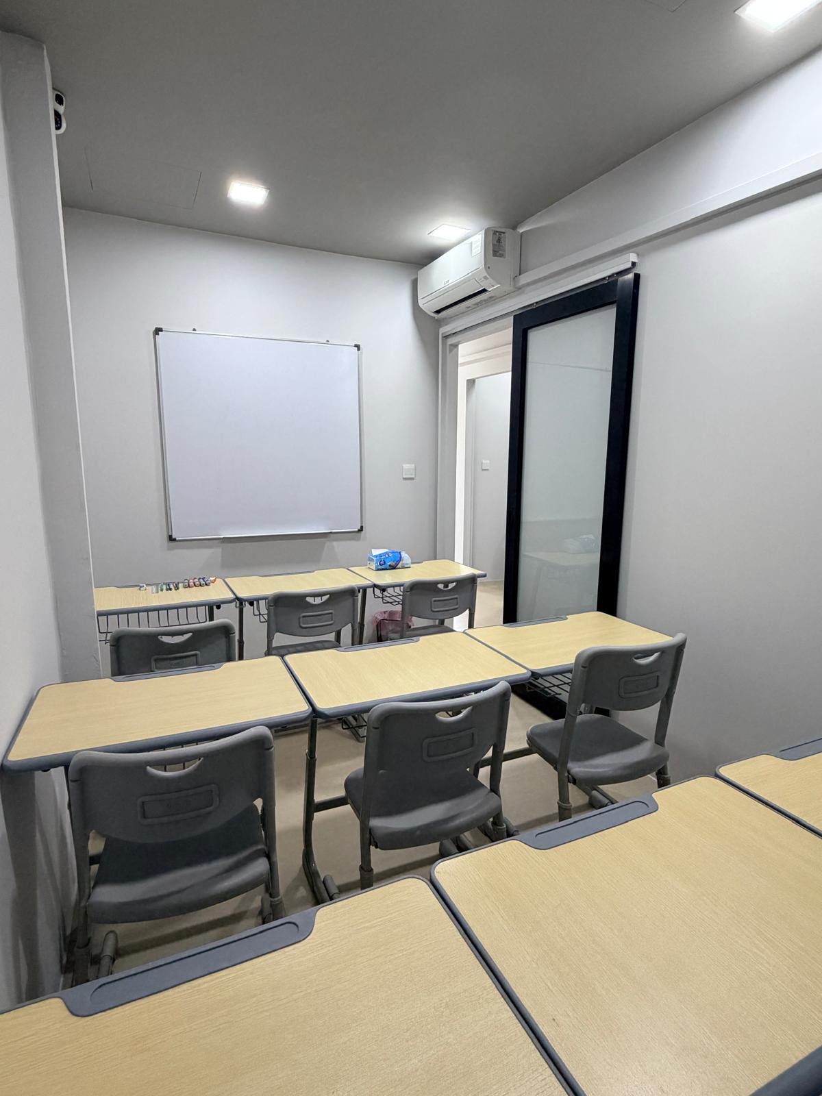 A classroom set up for small-group lessons