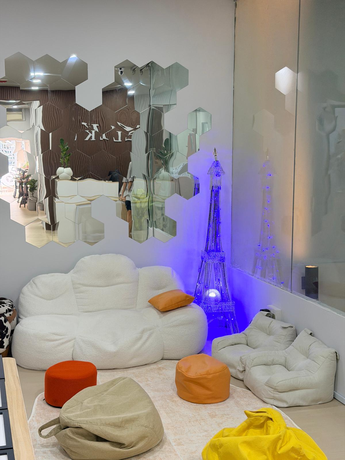 A cosy beanbag corner for downtime