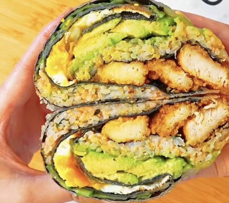 Chicken and avocado rice roll served at ELK